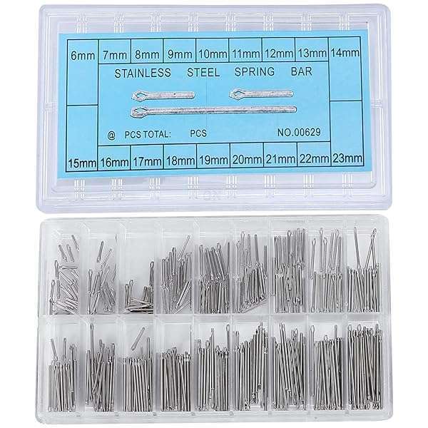Hemobllo 360pcs Stainless Steel Watch Band Tools - Hemobllo Cotter Pins & Spring Bars in 18 Sizes (6mm-23mm) - Durable & Versatile