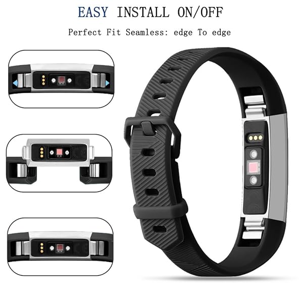 Tobfit Tobfit 4 Pack Soft Sport Silicone Bands for Fitbit Alta Alta HR Replacement Wristbands for Men and Women in Black Blue Gray White - View 7 of 7