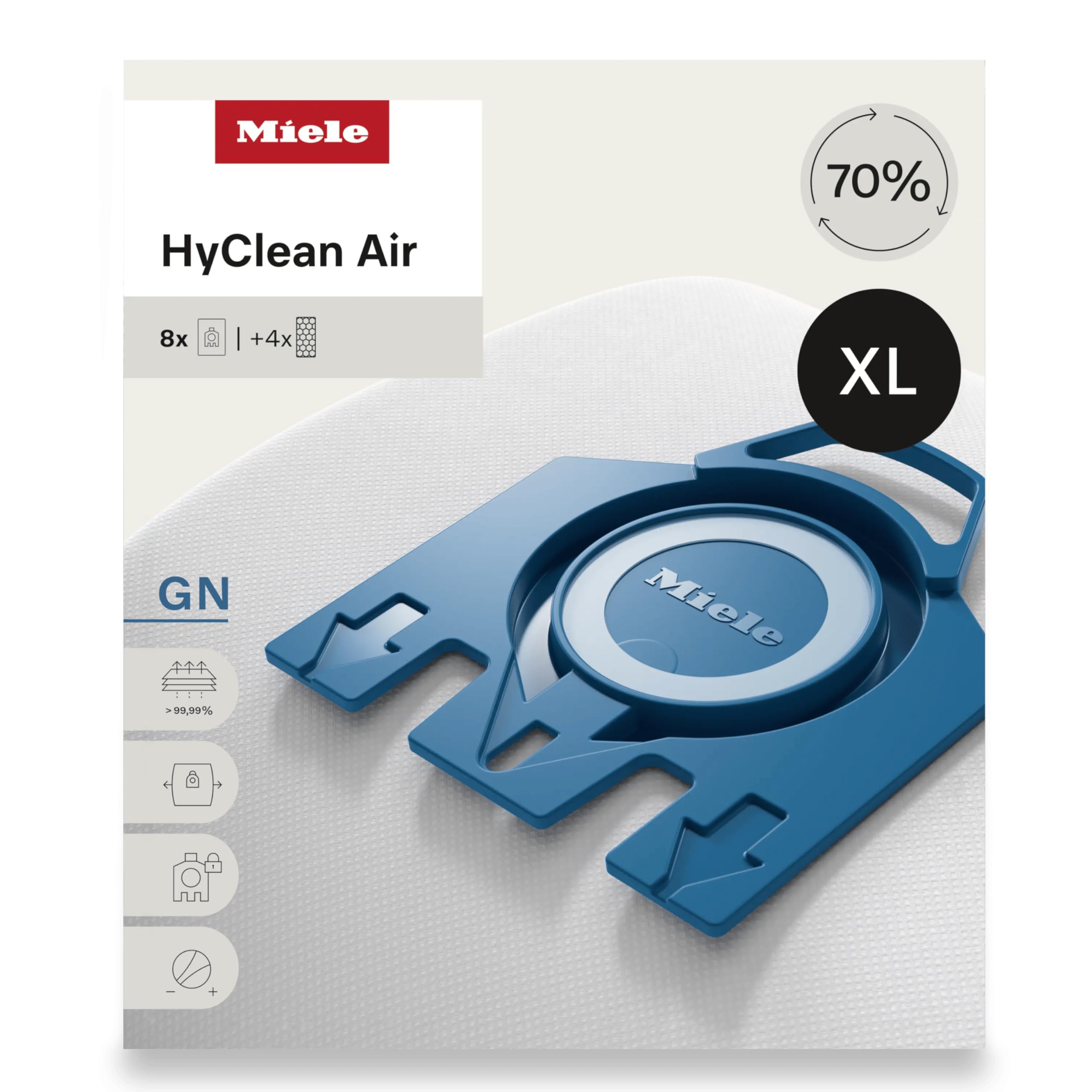 Miele AirClean 3D Efficiency Type GN XL Value Pack 8 Dust Bags and 4 Filters for Superior Cleaning Performance