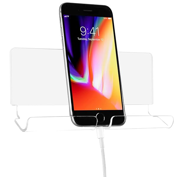 TXEsign TXEsign Adhesive Wall Phone & Tablet Holder - Stylish Mount for Smartphones & eReaders (Silky White & Transparent)