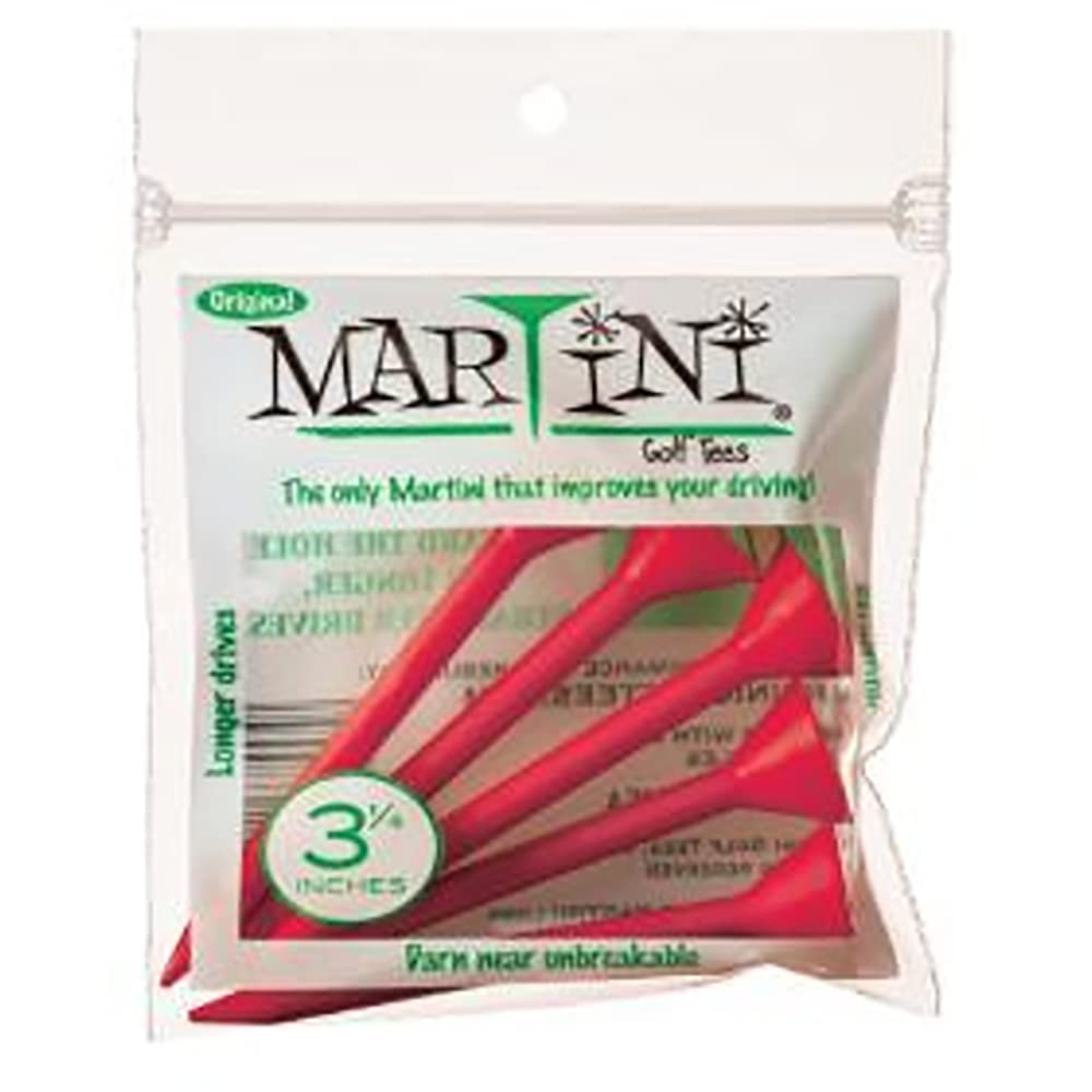 Marini Golf Tees Martini Step-Up Golf Tees Red 3 1/4 Inch Pack of 5 for Enhanced Performance on the Course