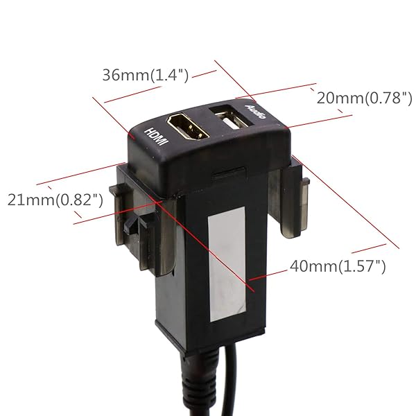 Timloon Timloon HDMI Socket Mount Cable +USB Audio Input Use for Nissan - View 3 of 7