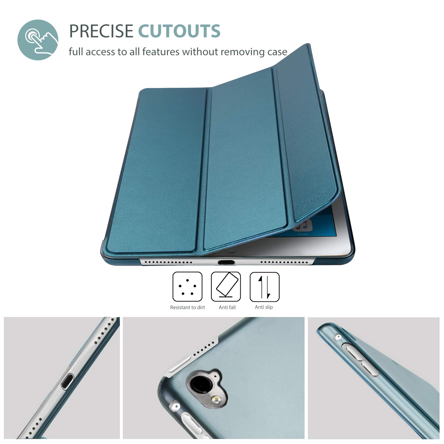 ProCase Smart Case for iPad Pro 9.7 Inch 2016 Ultra Slim Lightweight Stand Shell with Translucent Frosted Back Cover Teal - View 3 of 8