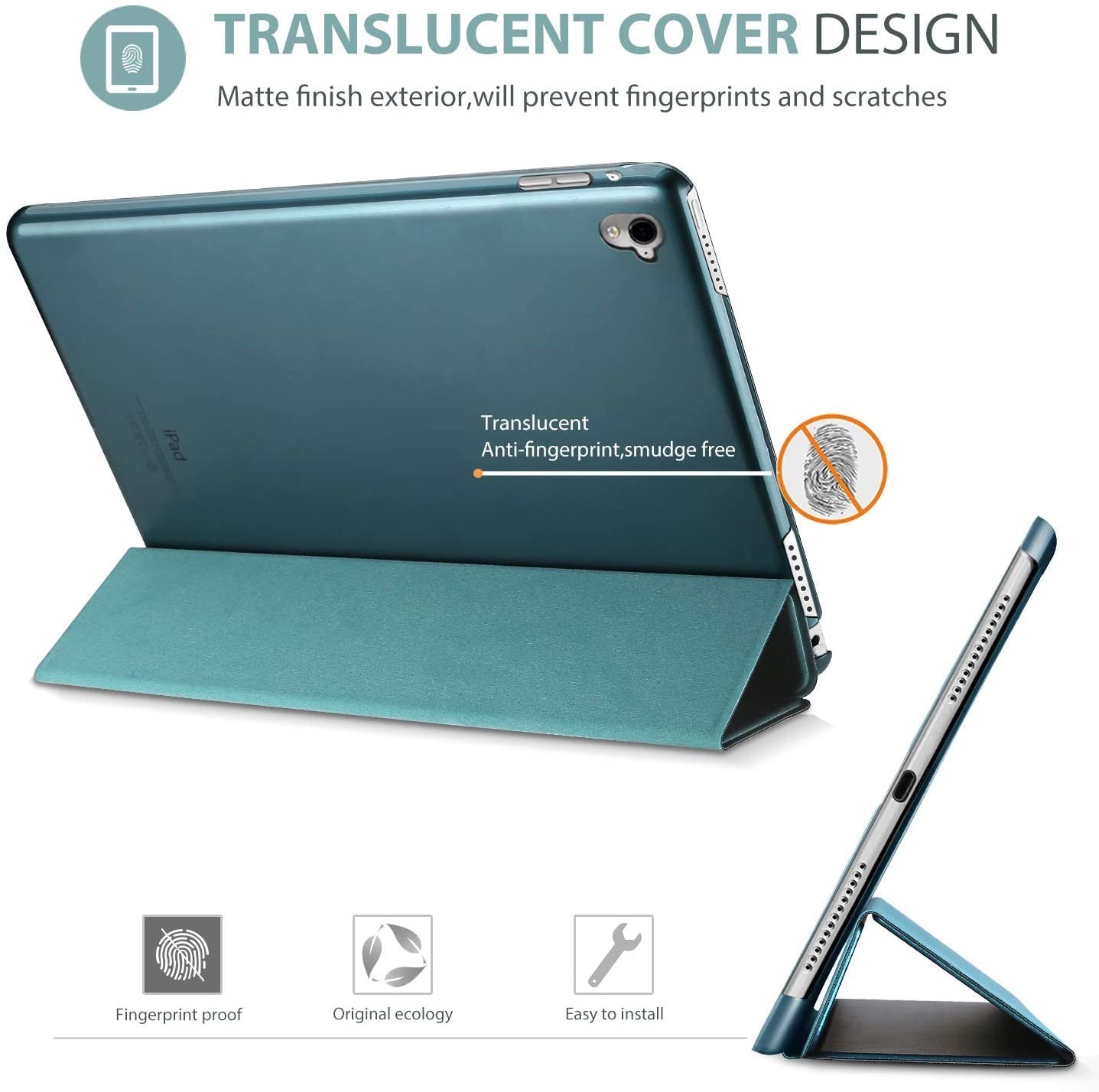 ProCase Smart Case for iPad Pro 9.7 Inch 2016 Ultra Slim Lightweight Stand Shell with Translucent Frosted Back Cover Teal - View 4 of 8