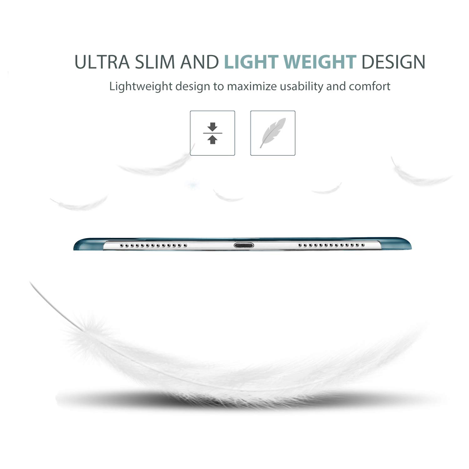 ProCase Smart Case for iPad Pro 9.7 Inch 2016 Ultra Slim Lightweight Stand Shell with Translucent Frosted Back Cover Teal - View 5 of 8