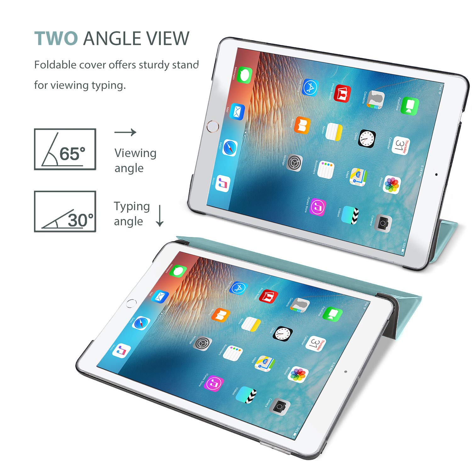 ProCase Smart Case for iPad Pro 9.7 Inch 2016 Ultra Slim Lightweight Stand Shell with Translucent Frosted Back Cover Teal - View 6 of 8