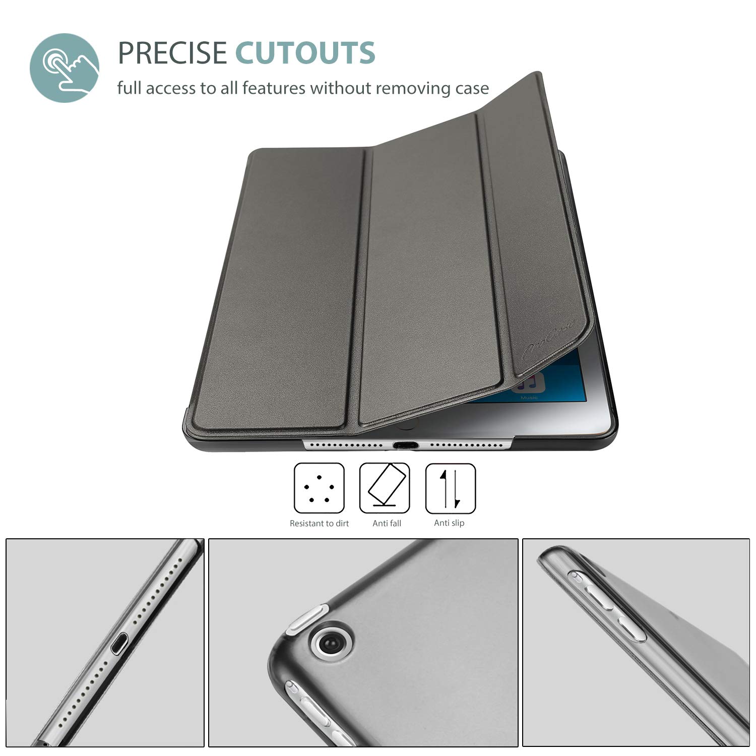 ProCase Smart Case for iPad Air 1st Generation 9.7 Inch Protective Cover Metallic for 2013 Model A1474 A1475 A1476 - View 3 of 7