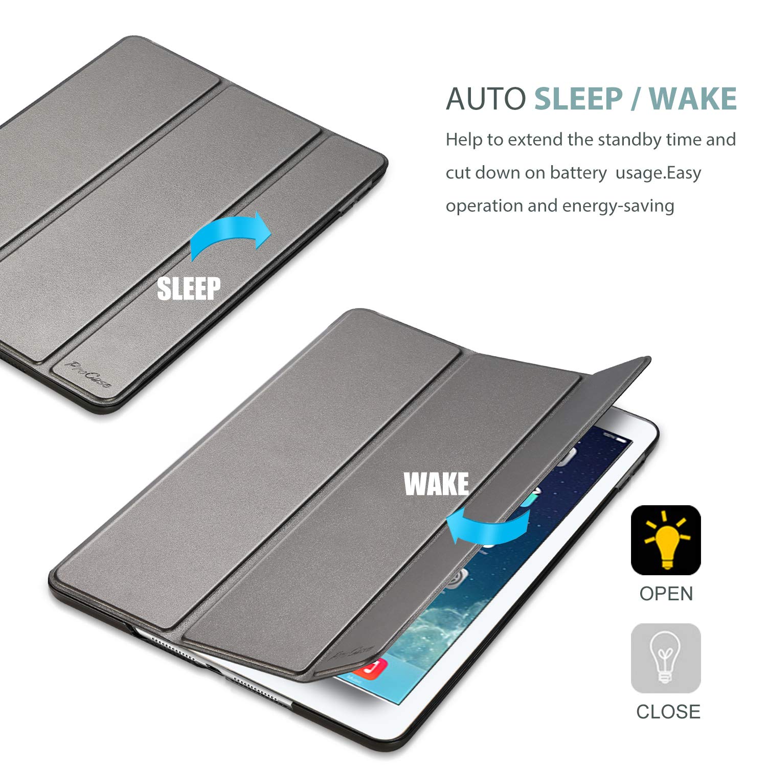 ProCase Smart Case for iPad Air 1st Generation 9.7 Inch Protective Cover Metallic for 2013 Model A1474 A1475 A1476 - View 7 of 7