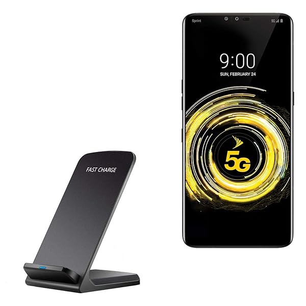 BoxWave Wireless QuickCharge Stand Charger for LG V50 ThinQ 5G 10W Jet Black Easy Cordless Charging Solution
