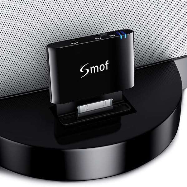 Smof Smof Premium 30 Pin Bluetooth Adapter for Bose SoundDock & iPod/iPhone - 3.5mm AUX Output, Black