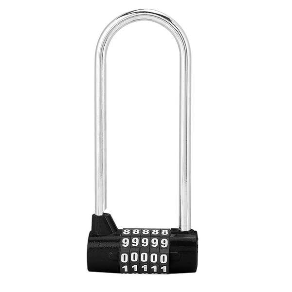Sonew Secure Your Belongings: Sonew 5-Digit Combination Alloy Padlock for Gym & School Lockers - Re-settable U-Shape Lock (Black)