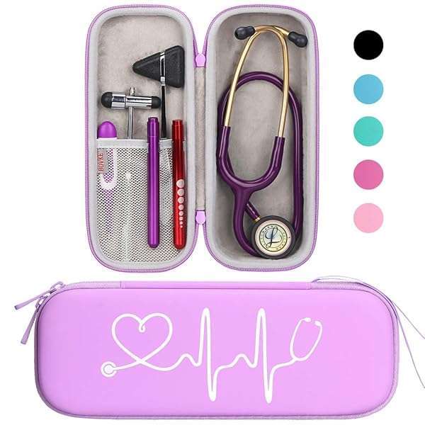 Buy BOVKE Travel Case for 3M Littmann & MDF Stethoscopes - Extra Room for Scissors & LED Penlight, Purple