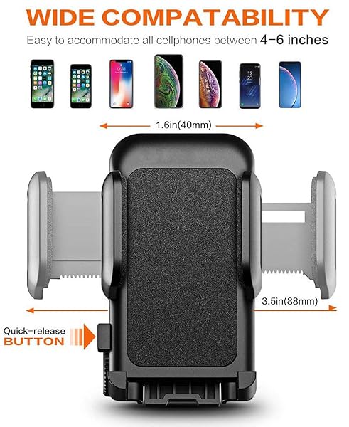 Pokanic Pokanic Car Cell Phone Mount Adjustable 360 Rotation Stand Holder Three-Side Grips Design One Touch Clamp Compatible with iPhone Galaxy Note Pixel Universal (Dashboard Mount) - View 6 of 8