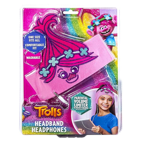 iHome Trolls Kids Headband Headphones with Volume Limiting Soft Cotton Earphones for School Home and Travel - View 5 of 8