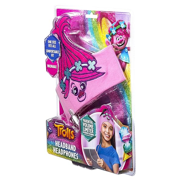 iHome Trolls Kids Headband Headphones with Volume Limiting Soft Cotton Earphones for School Home and Travel - View 7 of 8