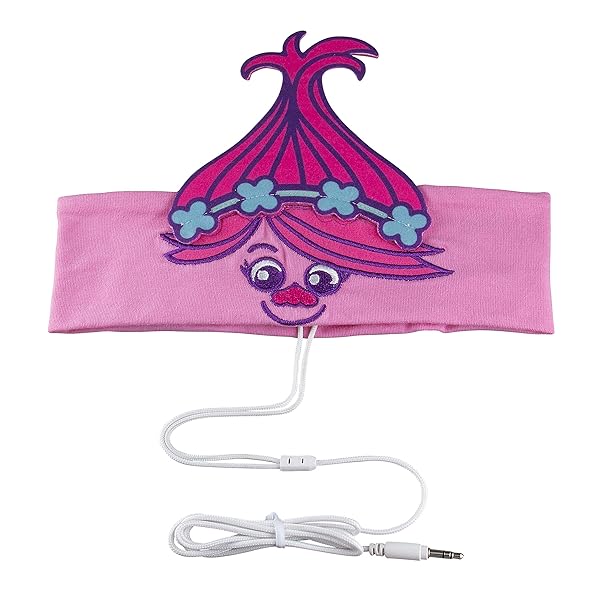 Trolls Kids Headband Headphones with Volume Limiting Soft Cotton Earphones for School Home and Travel