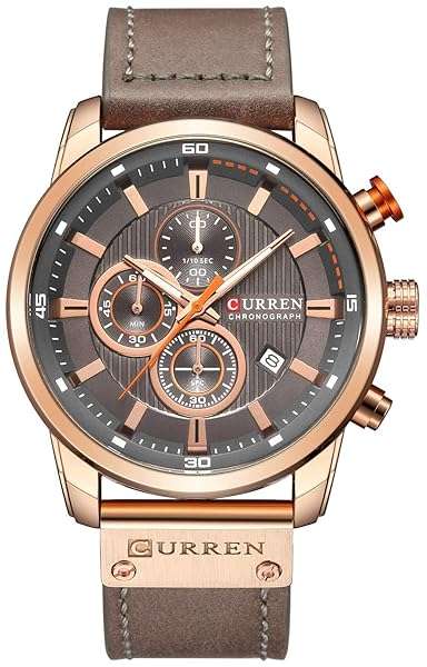 FANMIS FANMIS Mens Sport Military Analog Quartz Watch Chronograph Classic Casual Business Dress Waterproof Watch Multifunctional Wristwatch with Leather Strap