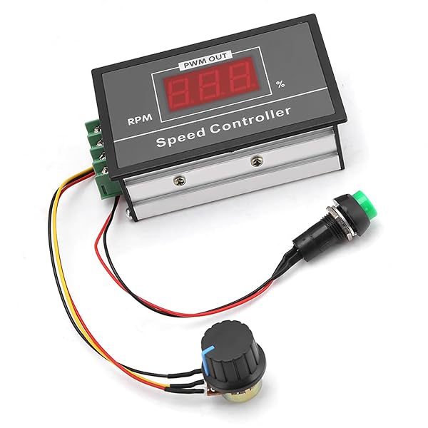 Mugast DC 6-60V Motor Speed Controller with Digital Display & Potentiometer - Easy Start/Stop Switch
