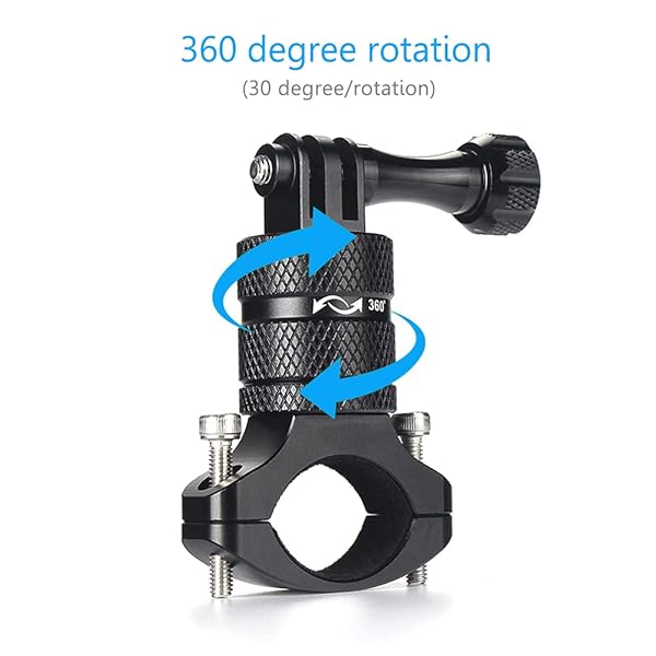 HSU HSU Aluminum Bike Bicycle Handlebar Mount for GoPro Hero 13/12/11/10/9/8/7/6/5/4 Session AKASO Campark and Other Action Cameras, 360 Degrees Rotary Mountain Bike Rack Mount (Black) - View 3 of 8