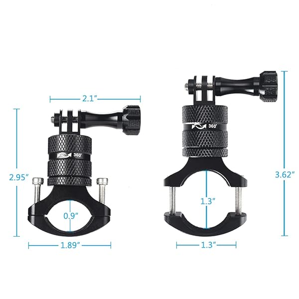 HSU HSU Aluminum Bike Bicycle Handlebar Mount for GoPro Hero 13/12/11/10/9/8/7/6/5/4 Session AKASO Campark and Other Action Cameras, 360 Degrees Rotary Mountain Bike Rack Mount (Black) - View 4 of 8
