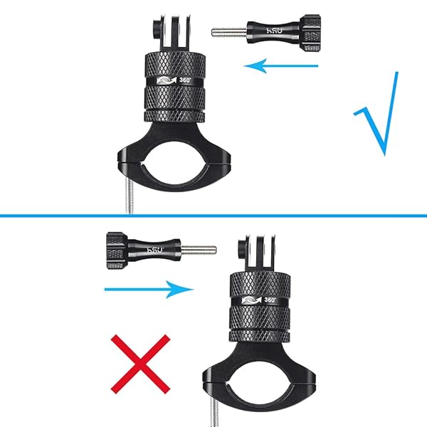 HSU HSU Aluminum Bike Bicycle Handlebar Mount for GoPro Hero 13/12/11/10/9/8/7/6/5/4 Session AKASO Campark and Other Action Cameras, 360 Degrees Rotary Mountain Bike Rack Mount (Black) - View 5 of 8
