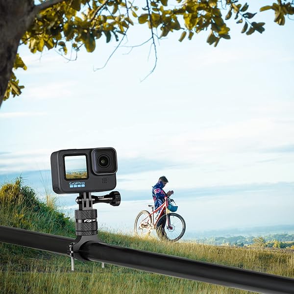 HSU HSU Aluminum Bike Bicycle Handlebar Mount for GoPro Hero 13/12/11/10/9/8/7/6/5/4 Session AKASO Campark and Other Action Cameras, 360 Degrees Rotary Mountain Bike Rack Mount (Black) - View 6 of 8