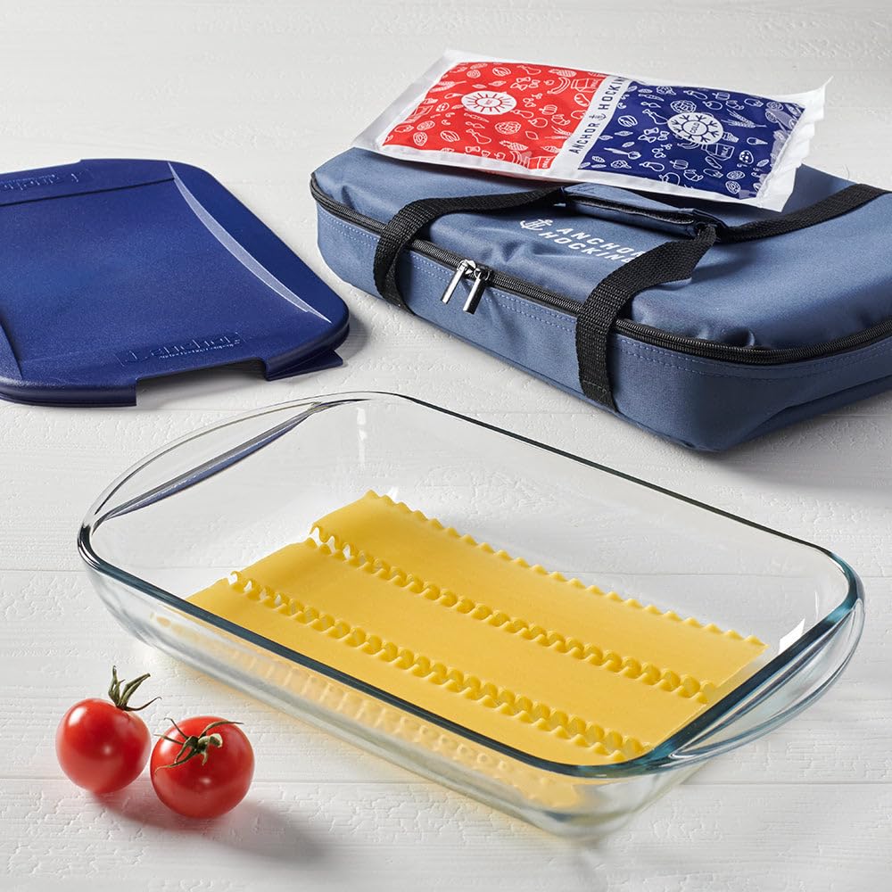 Anchor Hocking Anchor Hocking Oven Basics 4-Piece Bake-N-Take Set in Navy Blue - Durable Bakeware for Easy Cooking & Transport - View 3 of 4