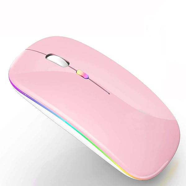 PEIBO Bluetooth Wireless Mouse for Mac, PC & Chromebook - Stylish Pink & White Design for Laptops & Desktops
