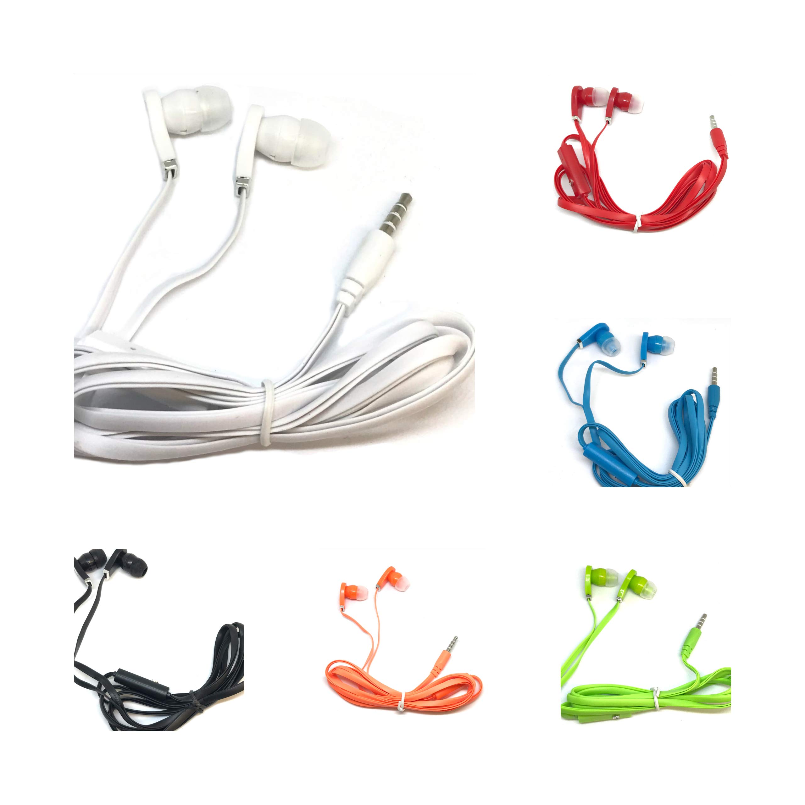 TFD Supplies Bulk Earbuds with Microphone 100 Pack for iPhone Android MP3 Player Mixed Colors