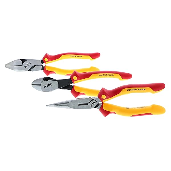 Wiha Wiha 32968 3 Piece Insulated Industrial Grip Pliers and Cutters Set Red for Safe Electrical Work - View 2 of 8