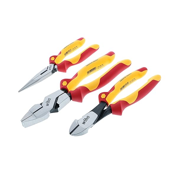 Wiha Wiha 32968 3 Piece Insulated Industrial Grip Pliers and Cutters Set Red for Safe Electrical Work - View 6 of 8