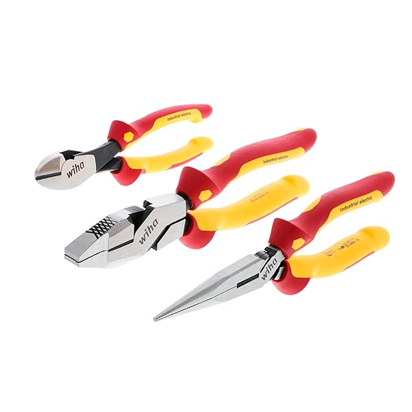Wiha Wiha 32968 3 Piece Insulated Industrial Grip Pliers and Cutters Set Red for Safe Electrical Work - View 8 of 8