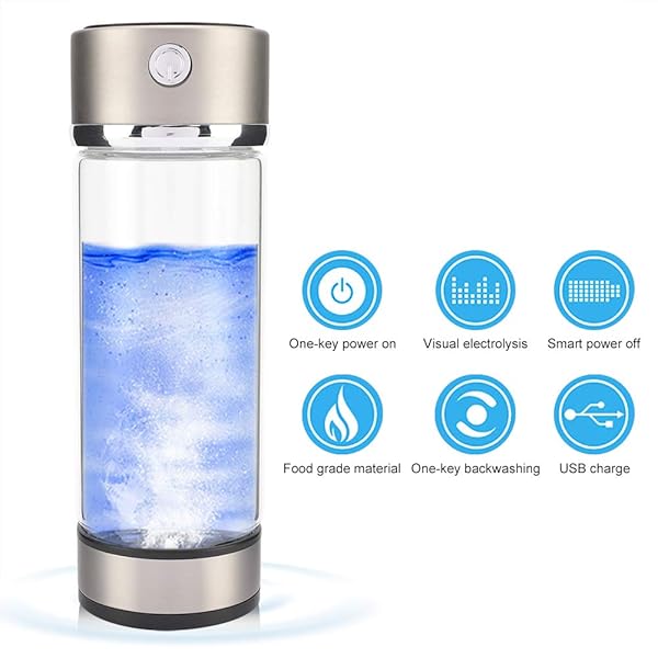 TOPINCN TOPINCN Hydrogen Water Cup Purifier Filter Glass Bottle USB Charging Portable Ionizer 420ML for Healthy Hydration - View 2 of 9
