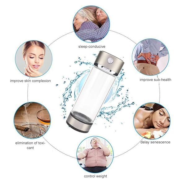 TOPINCN TOPINCN Hydrogen Water Cup Purifier Filter Glass Bottle USB Charging Portable Ionizer 420ML for Healthy Hydration - View 4 of 9