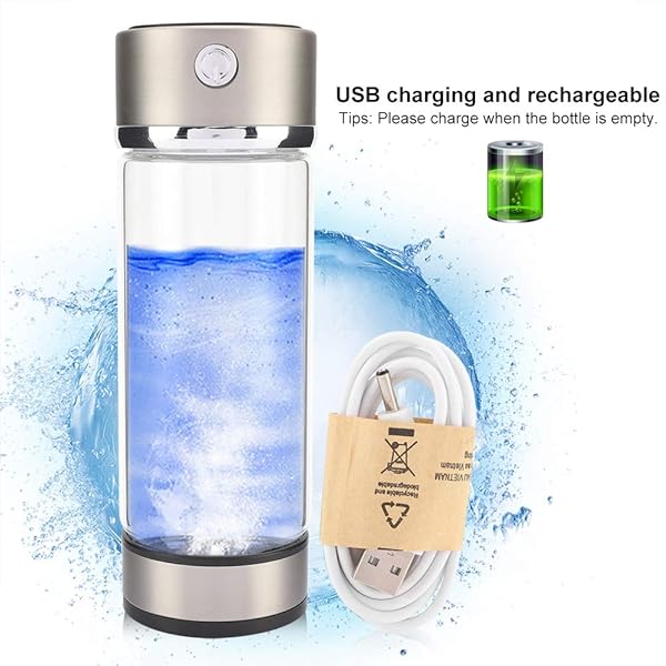 TOPINCN TOPINCN Hydrogen Water Cup Purifier Filter Glass Bottle USB Charging Portable Ionizer 420ML for Healthy Hydration - View 5 of 9