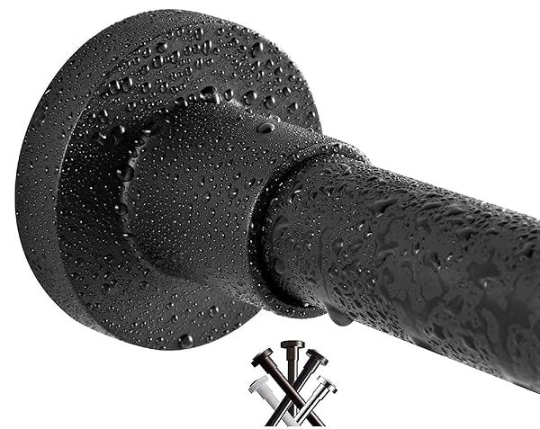 BRIOFOX BRIOFOX Matte Black Shower Curtain Rod 43-73 Inches - Rust-Free, Non-Fall Spring Tension Stainless Steel