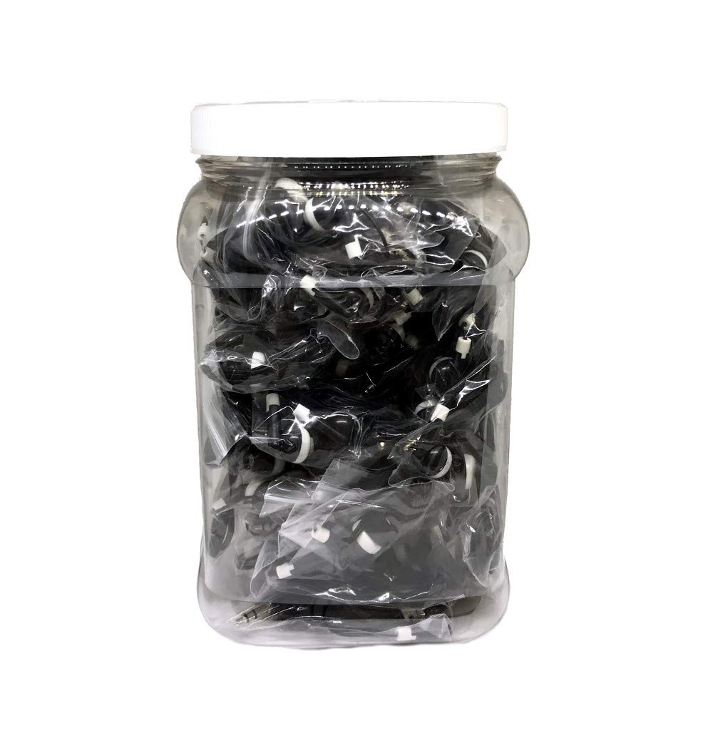 TFD Supplies 50 Pack Bulk Earbuds Headphones in Storage Tub Black for Wholesale Use