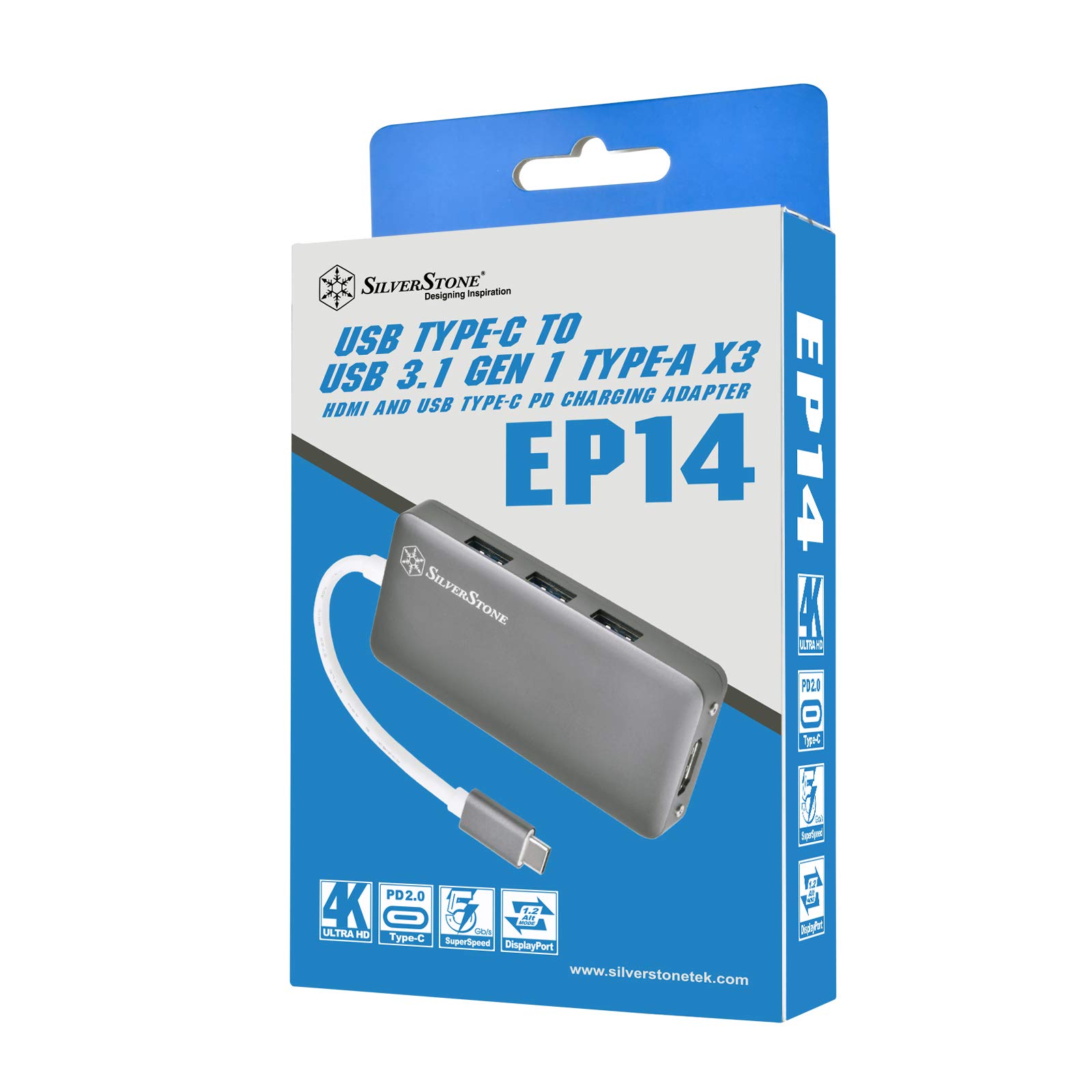SilverStone Technology USB 3.1 Type C Hub with HDMI and 3 USB 3.1 Type A Ports for Fast Data Transfer and Connectivity - View 8 of 9
