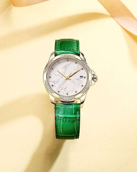 BINLUN BINLUN Green Leather Watch Strap with Quick Release & Silver Buckle - 20mm for Men & Women - View 5 of 11