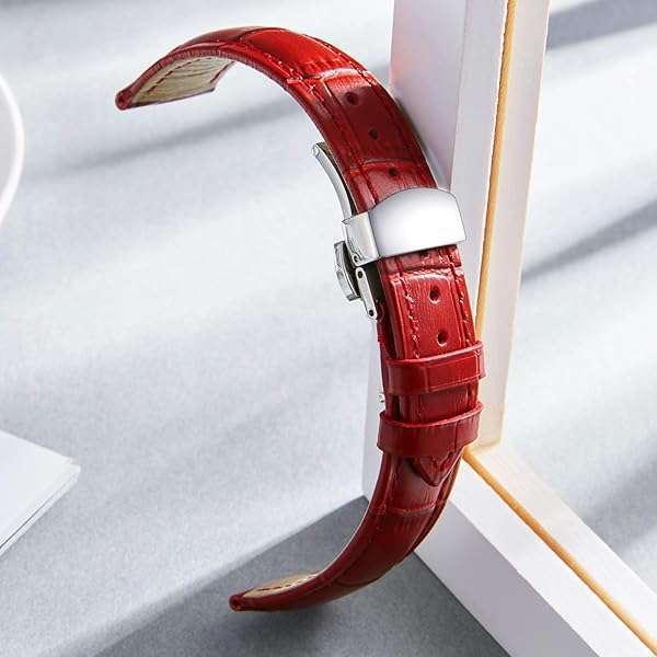 BINLUN BINLUN Green Leather Watch Strap with Quick Release & Silver Buckle - 20mm for Men & Women - View 7 of 11