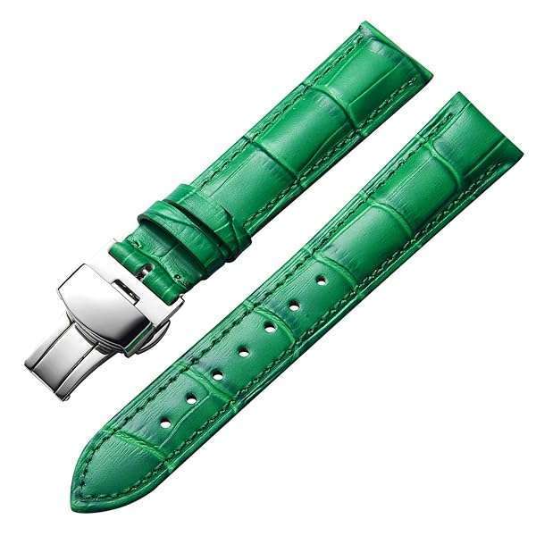 BINLUN BINLUN Green Leather Watch Strap with Quick Release & Silver Buckle - 20mm for Men & Women - View 2 of 11