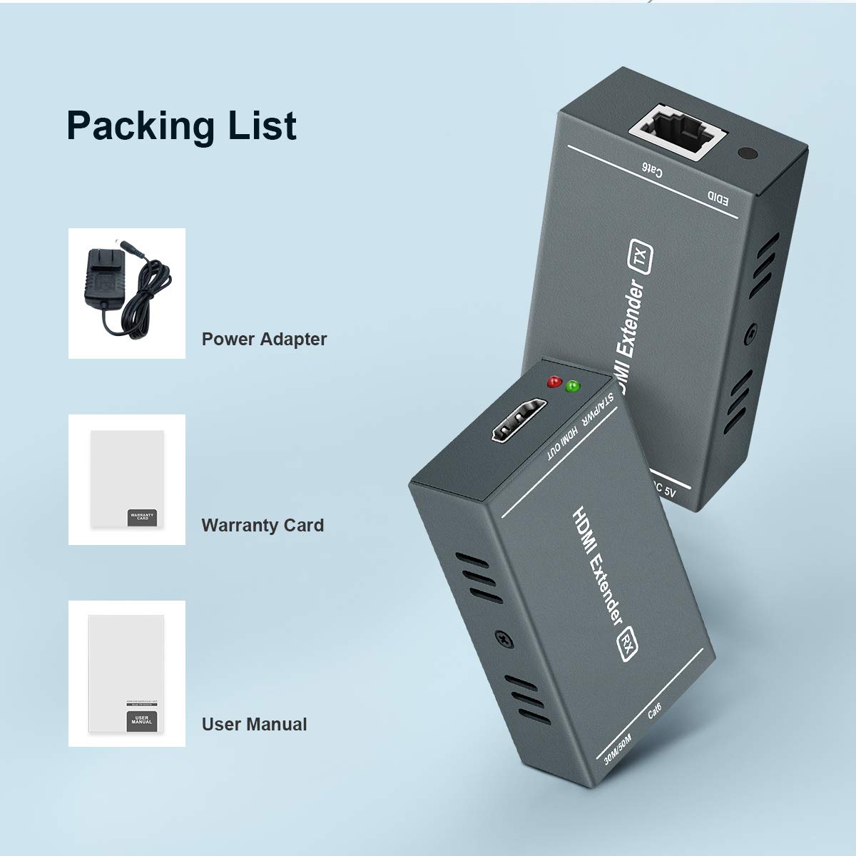 GREATHTEK GREATHTEK HDMI Extender 164 ft Over Cat5e Cat6 Cat7 Ethernet Cables 1080P 60Hz Ultra HD Uncompressed Transmission - View 7 of 7