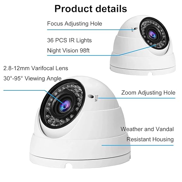 Anpviz Anpviz 1080P 4-in-1 Analog CCTV Camera with Varifocal Lens & IR-LEDs for Day & Night Security - View 6 of 7