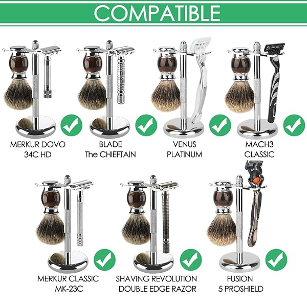 Linkidea Deluxe Stainless Steel Shaving Brush Stand Holder for Fusion 5 ProShield - Men's Bathroom Organizer - View 4 of 8