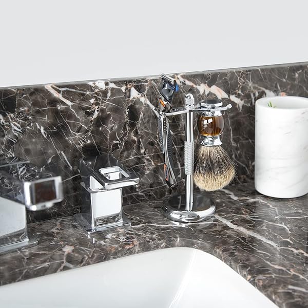 Linkidea Deluxe Stainless Steel Shaving Brush Stand Holder for Fusion 5 ProShield - Men's Bathroom Organizer - View 7 of 8