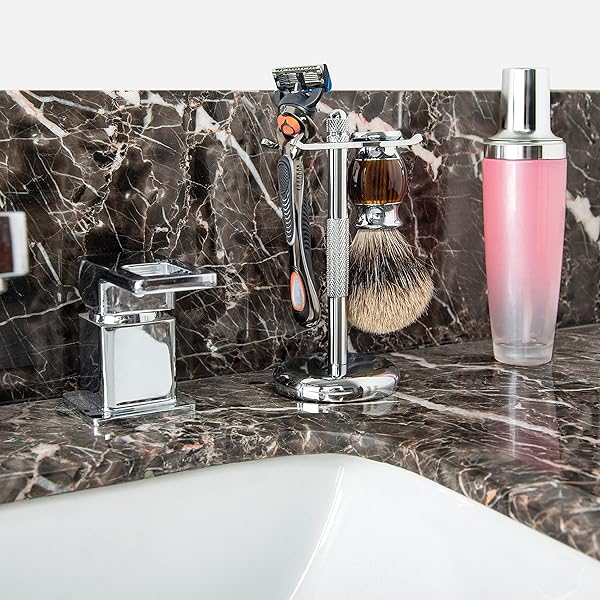 Linkidea Deluxe Stainless Steel Shaving Brush Stand Holder for Fusion 5 ProShield - Men's Bathroom Organizer - View 8 of 8