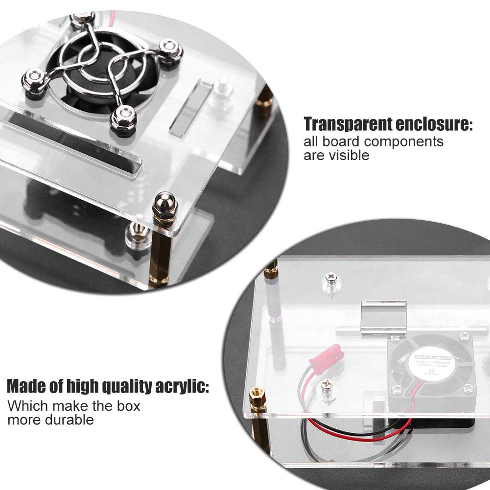 Acrylic Shell for Raspberry Pi ASHATA PMMA Enclosure Box with Cooling Fan for Pi 2 3 Model B and Pi B Plus - View 3 of 9
