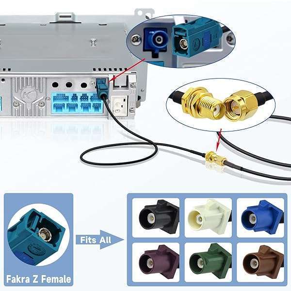 BINGFU Bingfu Fakra Z to SMA Female Antenna Adapter Cable 30cm for Car Stereo & GPS - Enhance FM/AM/Sirius XM Signal - View 5 of 11