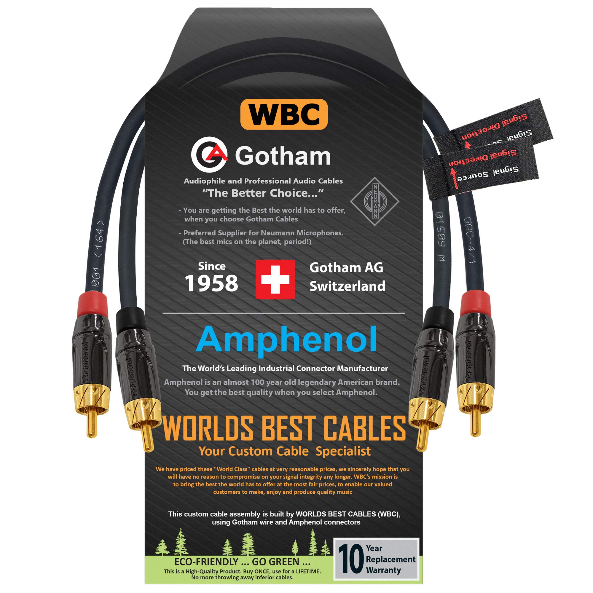 WORLDS BEST CABLES Buy Gotham GAC-4/1 1ft RCA Cable Pair - Star-Quad Audio Interconnect with Gold Plated Connectors