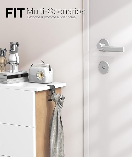 APPHOME APPHOME Foldable Headphone Stand: Space-Saving Aluminum Hanger for Gaming & PC Accessories - Under Desk Clamp Hook (Black) - View 8 of 10